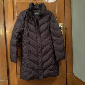 Kenneth Cole Reaction Long Dark Brown Puffer Jacket Woman’s